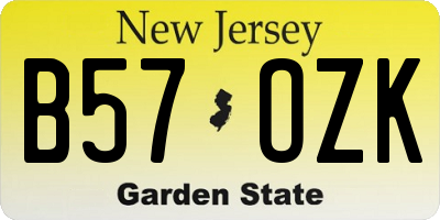 NJ license plate B57OZK
