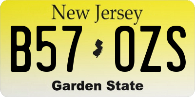 NJ license plate B57OZS