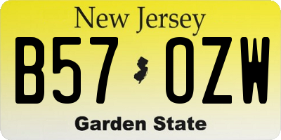 NJ license plate B57OZW