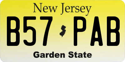 NJ license plate B57PAB