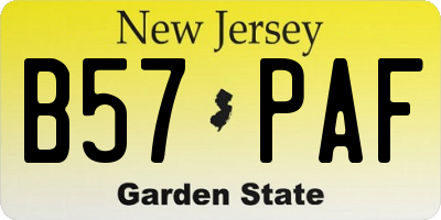 NJ license plate B57PAF
