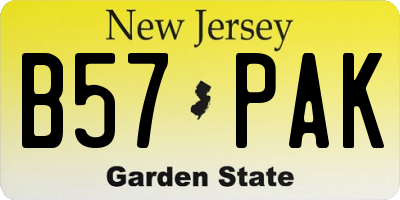 NJ license plate B57PAK