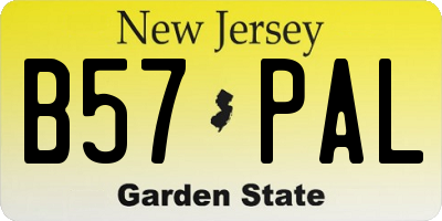 NJ license plate B57PAL