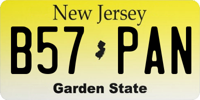 NJ license plate B57PAN
