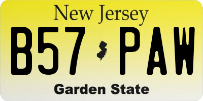 NJ license plate B57PAW