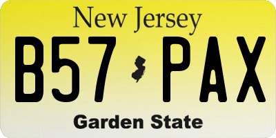 NJ license plate B57PAX