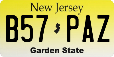 NJ license plate B57PAZ