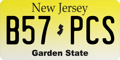 NJ license plate B57PCS