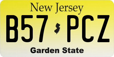 NJ license plate B57PCZ