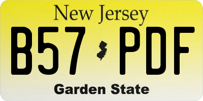 NJ license plate B57PDF
