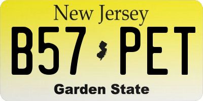 NJ license plate B57PET