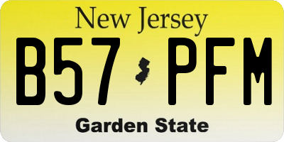NJ license plate B57PFM