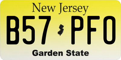 NJ license plate B57PFO