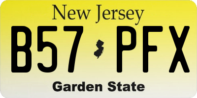 NJ license plate B57PFX