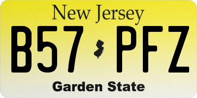 NJ license plate B57PFZ