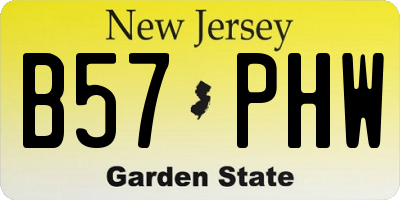 NJ license plate B57PHW