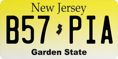 NJ license plate B57PIA