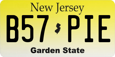 NJ license plate B57PIE