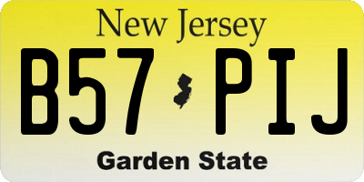 NJ license plate B57PIJ