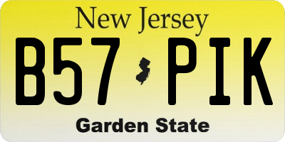 NJ license plate B57PIK