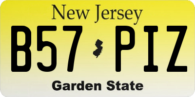 NJ license plate B57PIZ