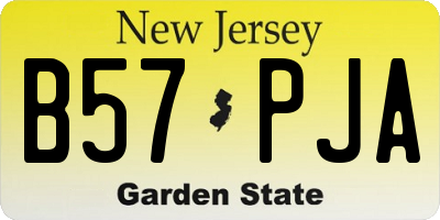 NJ license plate B57PJA
