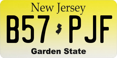 NJ license plate B57PJF