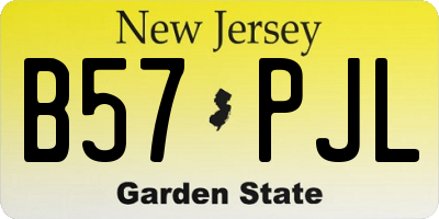 NJ license plate B57PJL