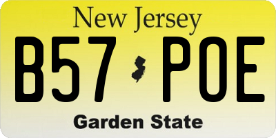 NJ license plate B57POE