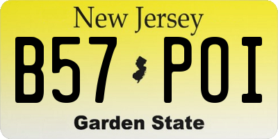 NJ license plate B57POI
