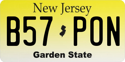 NJ license plate B57PON