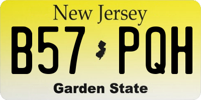 NJ license plate B57PQH