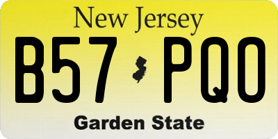 NJ license plate B57PQO