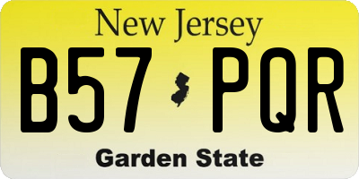 NJ license plate B57PQR