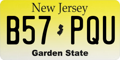 NJ license plate B57PQU