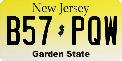NJ license plate B57PQW