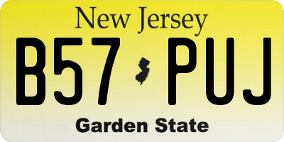 NJ license plate B57PUJ