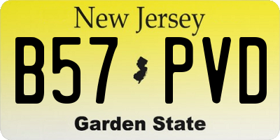 NJ license plate B57PVD