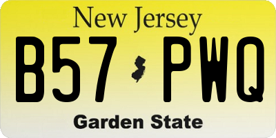 NJ license plate B57PWQ