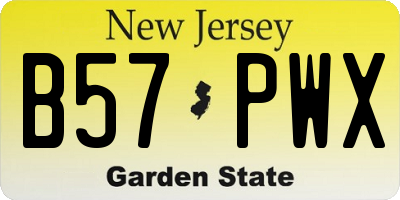 NJ license plate B57PWX