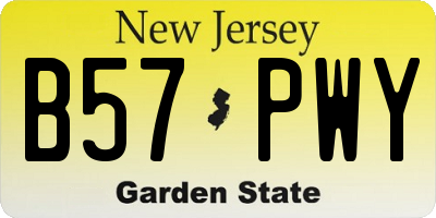 NJ license plate B57PWY