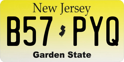 NJ license plate B57PYQ