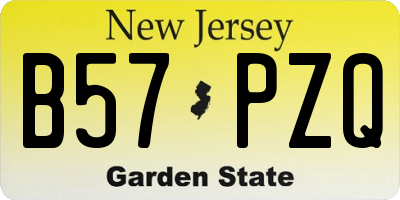 NJ license plate B57PZQ