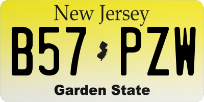 NJ license plate B57PZW