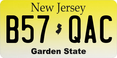 NJ license plate B57QAC