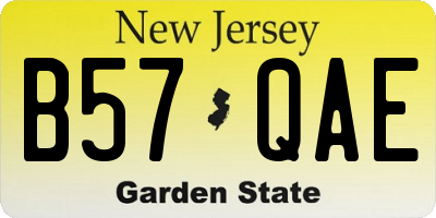 NJ license plate B57QAE