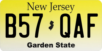 NJ license plate B57QAF