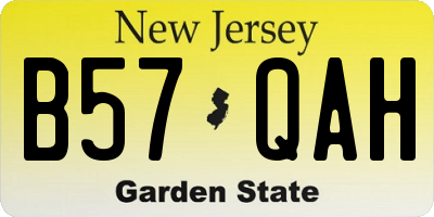 NJ license plate B57QAH