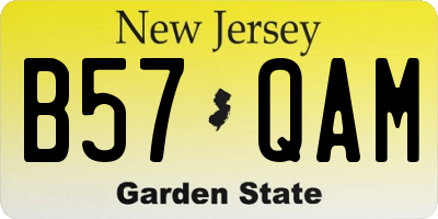NJ license plate B57QAM