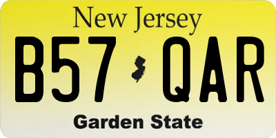 NJ license plate B57QAR